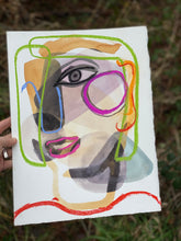 Load image into Gallery viewer, Original Abstract Portrait in natural ink and pastels
